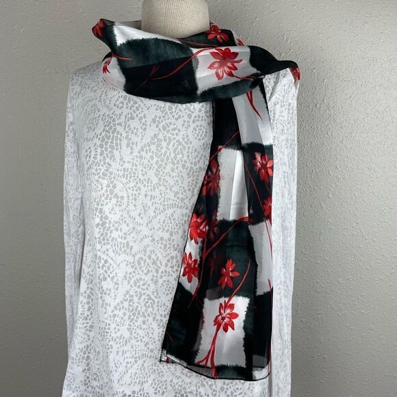 Floral Sheer Scarf EUC - Picture 1 of 2